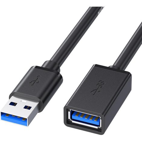 rallonges USB 3.0 type A mâle vers femelle pour tablette, clavier, souris, clé USB, disque dur, imprimante, 1,5 m Noir (1/5)