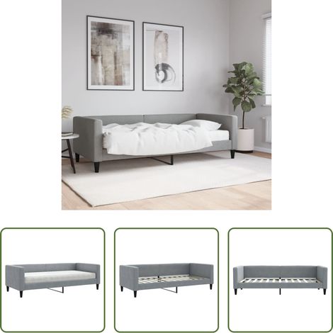 Schlafsofa -  Tagesbett mit Matratze Hellgrau 90x200 cm Stoff (1/5)
