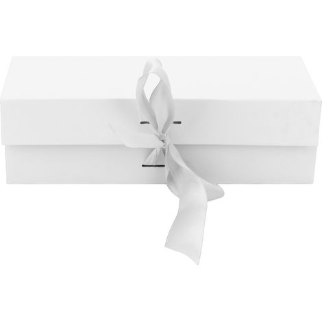 Boîtes Cadeaux Pliantes Réutilisables Couleur Unie avec Ruban pour Bijoux, Bonbons, Bougies, Parfum - Blanc (1/5)