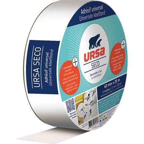 Ursa – Adhésif universel déchirable 25m x 60mm – Base tramée pour étanchéité – Sans déchets sur chantier – Pour espaces confinés - SECO 25 ML X