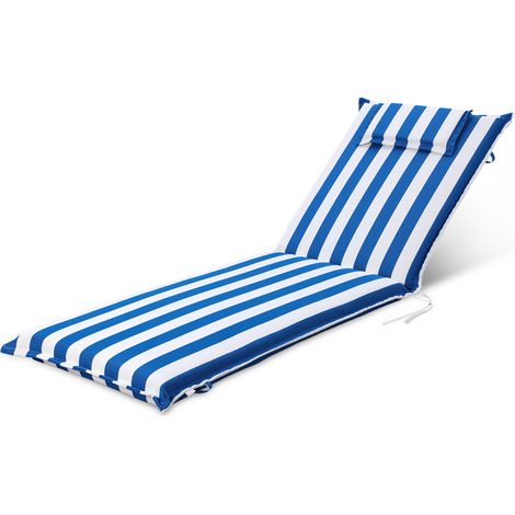 Aoodor Steamer Lounger Cushion, 63x200x8 cm Fade-Resistant Outdoor Cushion with Headrest-BLUE (1/5)