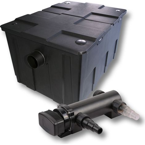 SunSun Komplettset: CBF-550 Teichfilter bis 60000 L Teichfilteranlage als Durchlauffilter, CUV-318 Teichklärer UVC Klärer mit 18 Watt UV-C Leistung