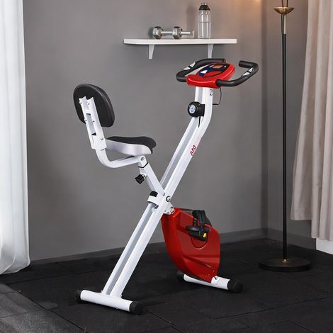 Vélo d'appartement coloris rouge en acier 43 x 97 x 109 cm (1/5)