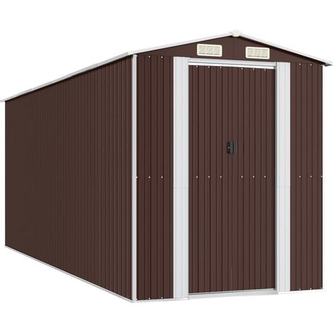 Maison Exclusive - Cobertizo jardín acero galvanizado marrón oscuro 192x523x223 cm (1/5)