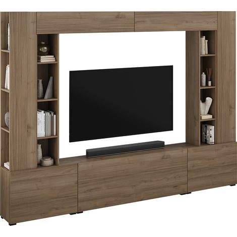 Meuble TV 5 portes 16 niches 260 cm Nala Bois (1/5)