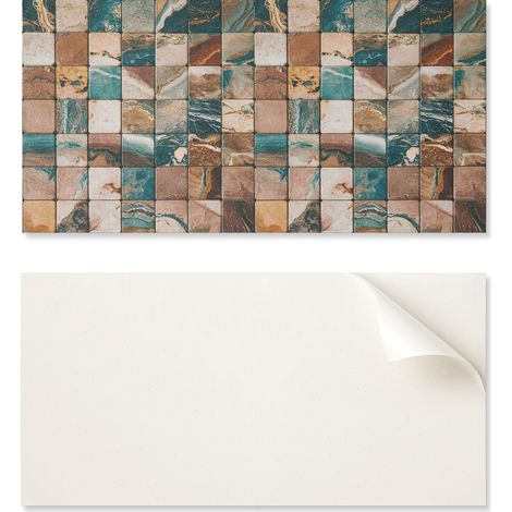 Panel decorativo de pared de PVC con dise帽o para habitaci贸n, 100x50 cm, mosaico con baldosas de piedra.
