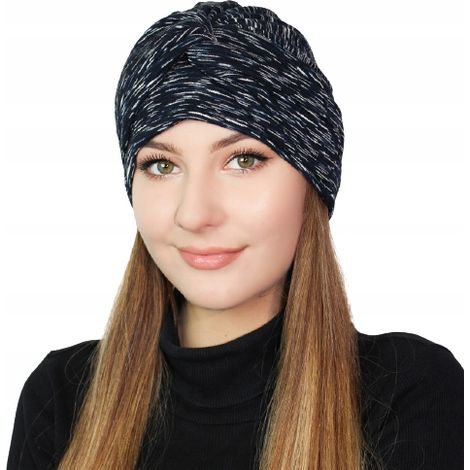 Turbante caldo da donna wek-276, realizzato in un materiale morbido e piacevole anche dopo la chemioterapia. (1/5)