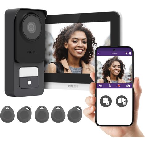 Visiophone filaire connecté Philips Connect 3 avec 5 badges