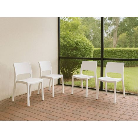 Dmora - Set di 4 sedie da esterno Zircone, Seduta da giardino, Per indoor o outdoor, Impilabile, Made in Italy, 50x51 h82 cm, Bianco (1/3)