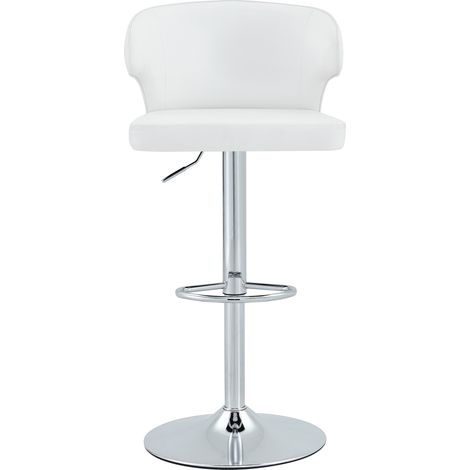 ELVMI Lote de 2 Taburetes de Bar Regulables Giratorios con Respaldo Amplio, Reposapiés, Metal y PU Blanco (1/5)