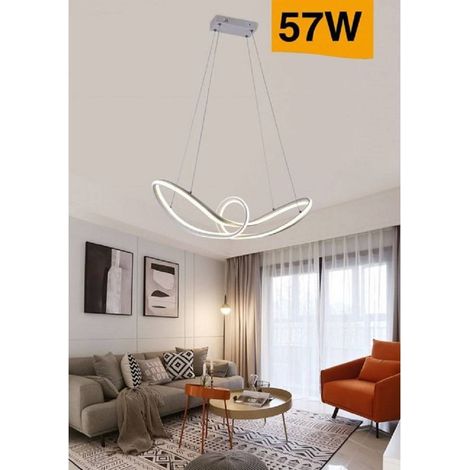 TRADE SHOP - Lampadario Led Moderno Intrecciato A Fiocco Bianco 57w Luce 4000k 6500k 3000k A59b - -Bianco Caldo      -