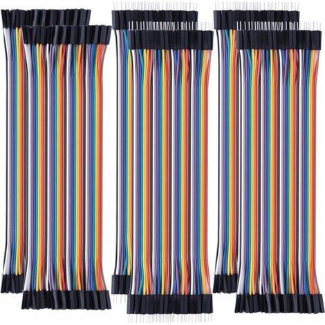 Câble Jumper Breadboard - 20 cm - Kit 240 Pièces Mâle/Femelle Mâle/Mâle Femelle/Femelle - Pour Prototypage Électronique - 240 Unités (1/4)