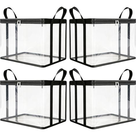 Boîtes de déménagement – 4 sacs de rangement imperméables réutilisables empilables avec couvercles Sacs d'emballage transparents, bacs de rangement Pour vêtements jouet chaussure blanchisserie (1/5)