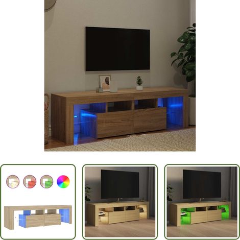 LED-Leuchten - TV-Schrank mit LED-Beleuchtung Sonoma-Eiche 140x36,5x40 cm (1/5)