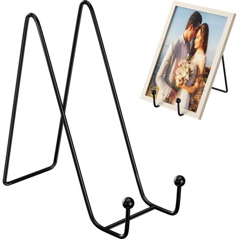 2 Pièces - Support Assiette - Présentoir Livre - En Métal Noir Pour Photo Et Décoration - Usage Intérieur Bureau Cuisine - Noir - 15x20cm