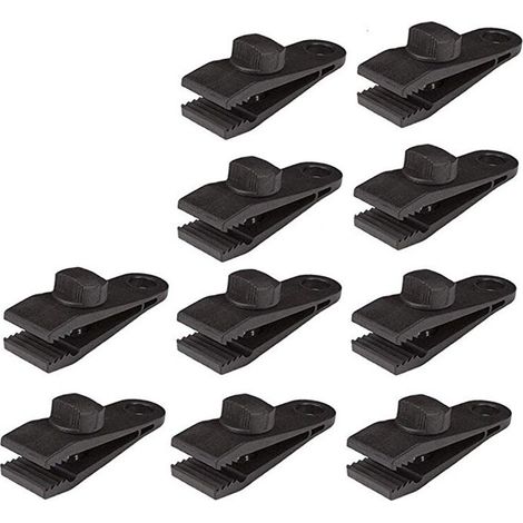 Accessoire de bâche　Lot de 10 clips de fixation pour bâche de camping, bâches, caravane, toile de jardin Noir (1/4)