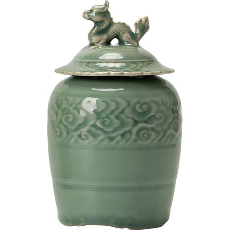 Boîte à thé en céramique avec couvercle - Verre à gingembre vintage dans un verre à temple chinois en porcelaine - Vase décoratif à fleurs - Boîte de conservation pour le thé, les épices (1/5)