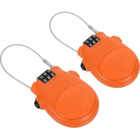 Lot de 2 pièces cadenas à combinaison rétractable à 3 chiffres avec câble en acier, cadenas compact pour casque orange, longueur maximale du câble 73 cm, cadenas de sécurité pour casque, poussette, ba (1/5)
