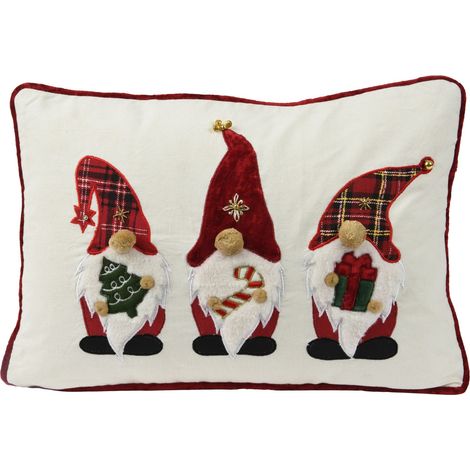 Cuscino con gnomi per decorazioni natalizie da 50 x h 30 cm