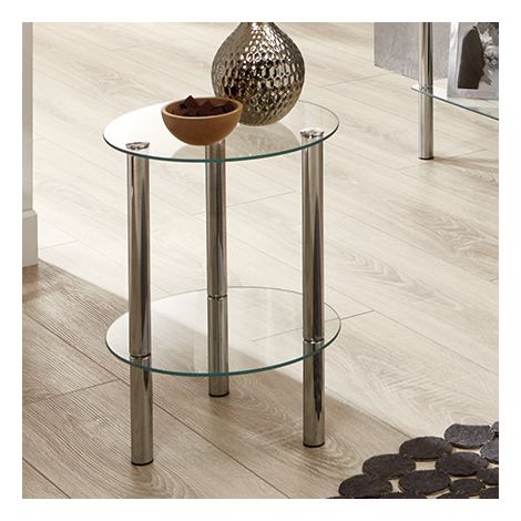 Table d'appoint 35x35x47 cm en verre et métal chromé - YUKON