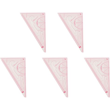 Lot de 5 règles triangulaires 3220 en plastique transparent, équerres de dessin et mesure pour designers, tailleurs et étudiants (1/5)