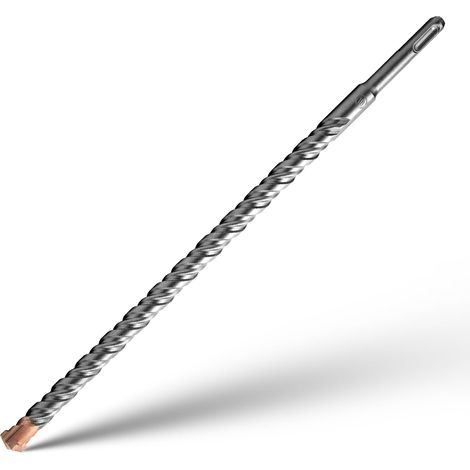 Foret SDS Plus Mèche à Béton 4 Pointes en Carbure Foret Carrelage à Percussion Électrique SDS Plus pour Perforateur Forets Transversaux Brique Pierre Naturelle Métal 16mm x 350mm (1/5)