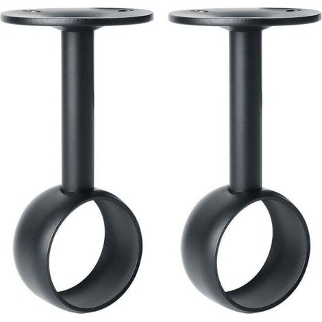 Support de Tringle à Rideaux Support Tringle Penderie avec Vis Support de Plafond pour Rideau et Armoire, Noir Mat en Acier Inoxydable, Diamètre 32 mm, 2 Pcs