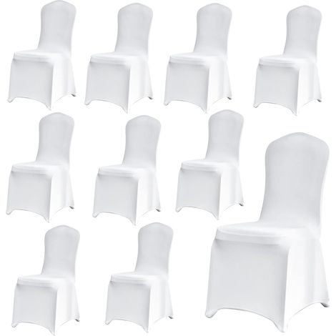 Stuhlhusse 10 Stück Universell Weiße Elegante Stuhl Abnehmbarer Elasthan Spandex Stuhlbezüge Waschbarer Elastisch Stuhlschutz Stuhlbezug für Taufe Geburtstag Hochzeit Bankett Dekoration (1/5)