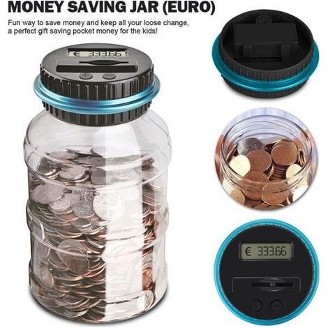 1.5L Tirelire Compteur Numerique Electronique Numerique LCD Comptage Piece Tirelire Economie Jar Coins Boite De Rangement Pour (1/4)