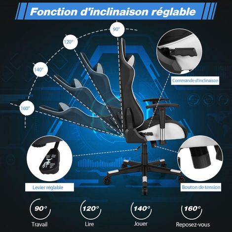 Confort ergonomique en simili cuir, chaise gaming avec accoudoirs 3D pour bureau, jeux vidéo et détente (1/5)