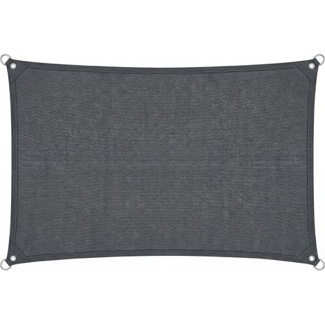 Voile d'ombrage rectangulaire 2x4m, couleur graphite (gris foncé), protection solaire pour terrasse et jardin