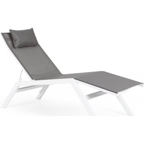 Lettino chaise longue "Krion" con poggiatesta, struttura in alluminio verniciato per esterno -Bianco (1/5)