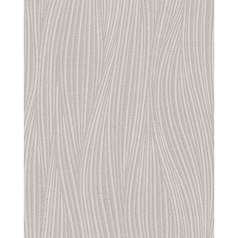 Papel pintado con rayas EDEM 82050BR56 papel pintado vinílico texturado con lineas onduladas sutilmente brillante gris gris-platino blanco 7,95 m2