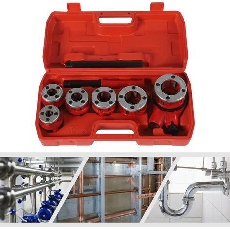 Ratchet Pipe Threader Kit Manueller Rohr Gewinde Ratsche Gewinde Die Kopf Set (1/5)