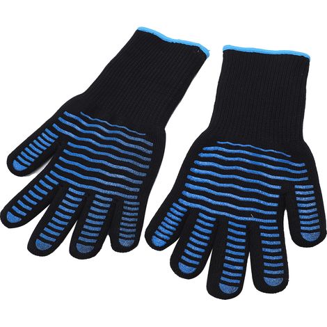 Lot de 2 gants en silicone à manches longues, taille L, antidérapants et ignifugés (500 °C), pour barbecue, four à micro-ondes et fonderie. (1/5)