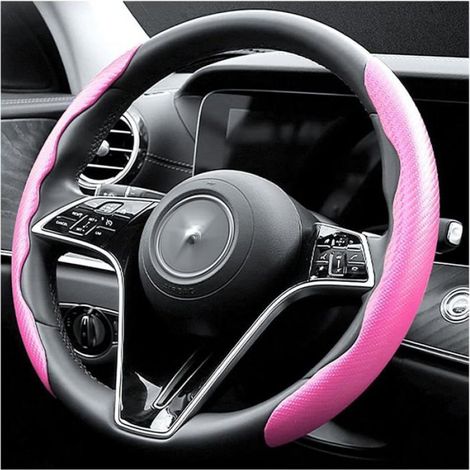 Couvre Volant Voiture En Fibre De Carbone,Accessoire Voiture Sécurisé Et Antidérapant Housse Volant Voiture Universelle De 38 Cent