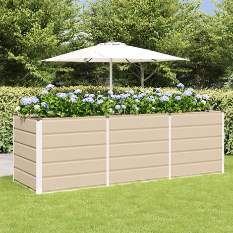 vidaXL Fioriera Avorio 240 x 80 x 75 cm Acciaio