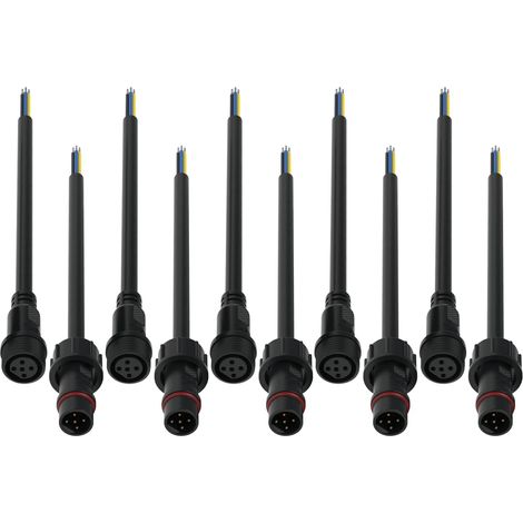 Waterproof Connectors 5 Pairs 5 Pin 5 Cores IP65 Waterproof Electrical Connector with 22AWG Extension Cable 20cm for Indoor and Outdoor LED Strip Large Sizes 22mm Nut (1/5)