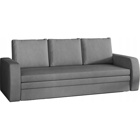 Canapé lit tissu gris avec coffre de rangement Liverna 220cm (1/5)