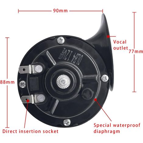 Klaxon escargot ultra-puissant (2 pièces), idéal pour voitures, camions et motos. Klaxon escargot universel et étanche, compatible avec motos, camions et bateaux. (1/3)