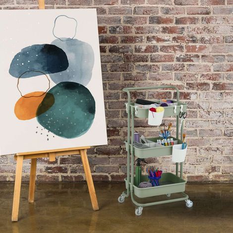 Storage trolley with felt inserts and accessories