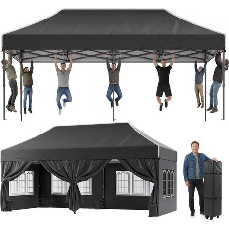 Pavillon Pliable 3x3m Robust pour Conditions Extrêmes Toit Pointu (1/5)
