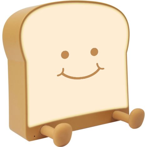 Tragbare, wiederaufladbare Silikon-Nachttischlampe in Form eines Toasts mit integrierter Handyhalterung. (1/5)