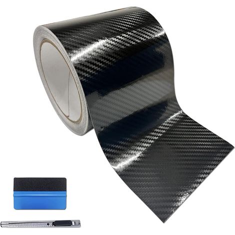 5D Carbon Folie 10cm x 900cm Schwarz Selbstklebend Blasenfrei Auto Tuning Schutzfolie (1/5)