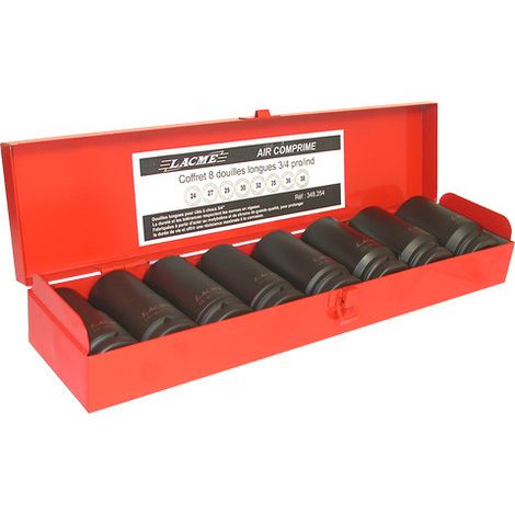 Lacme - Coffret 8 douilles longues 3/4 pro/ind