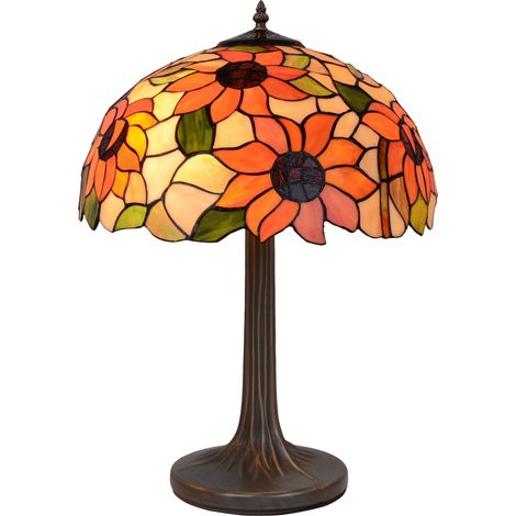 Lampe de table Tiffany avec base d'arbre Diamond Series D-40cm