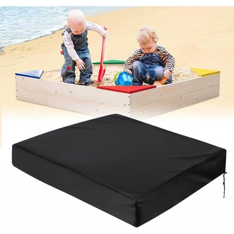 Bâche de protection pour bac à sable, 120 x 120 cm, imperméable, avec cordon de serrage, housse de protection noire.