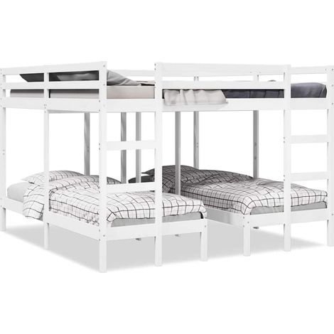 vidaXL Lit superposé triple blanc 200x200/80x200 cm bois de pin massif (1/5)