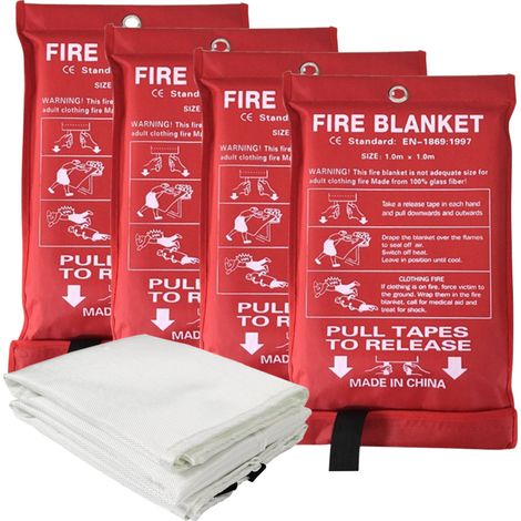 Couverture anti-feu d'urgence pour la maison et la cuisine, 99 x 99 cm (39 x 39 pouces), couverture anti-feu en fibre de verre, couvre la source du feu et isole l'air. Sécurité domestique garantie. (1/5)