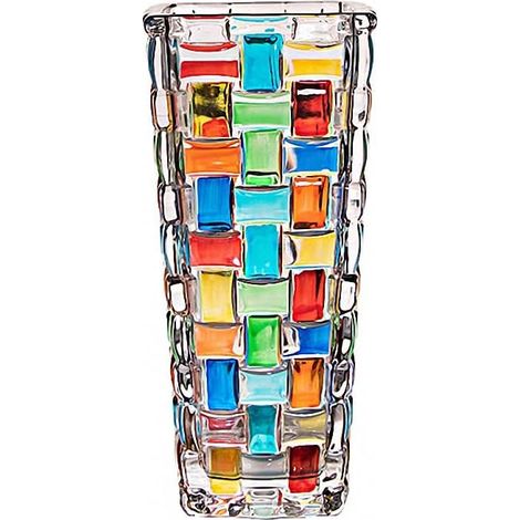 Vase en verre tissé peint main - 1 unité - Cristal sans plomb coloré - Décoration florale élégante - Salon mariage bureau - 19,5 cm (1/5)